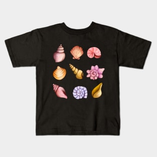 watercolor sea shells Kids T-Shirt